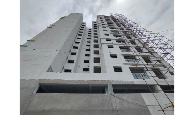 DRA Harmony construction update on 30-10-2025 showing West Side Elevation in Navalur, OMR, Chennai.